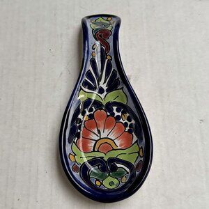Talavera Ceramic Spoon Rest Multicolor Hand Painted Mexico Kitchen Decor